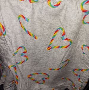PINK Victoria Secret pj shorts large - rainbow hearts/Candy canes.